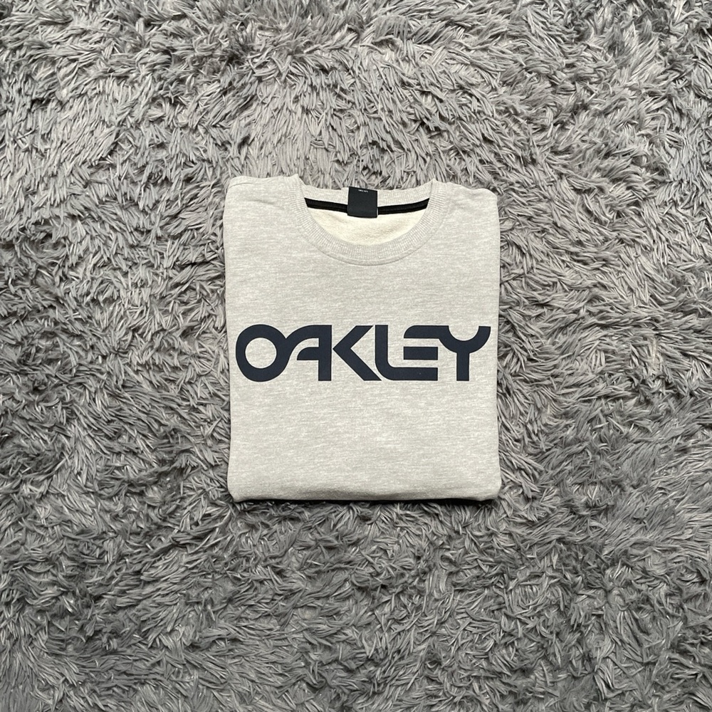 Y2K Oakley Silver Gray Logo Pullover Crewneck Sweater Size Large